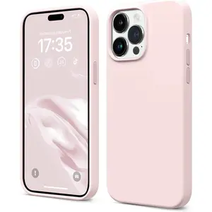 Shockproof Designed for iPhone 14 Pro Case 6.1 inch,[Silicone Slim Series] Rubber Full-Body Protection Bumper Phone Case for 14 Pro with Soft Anti-Scratch Lining, Chalk Pink