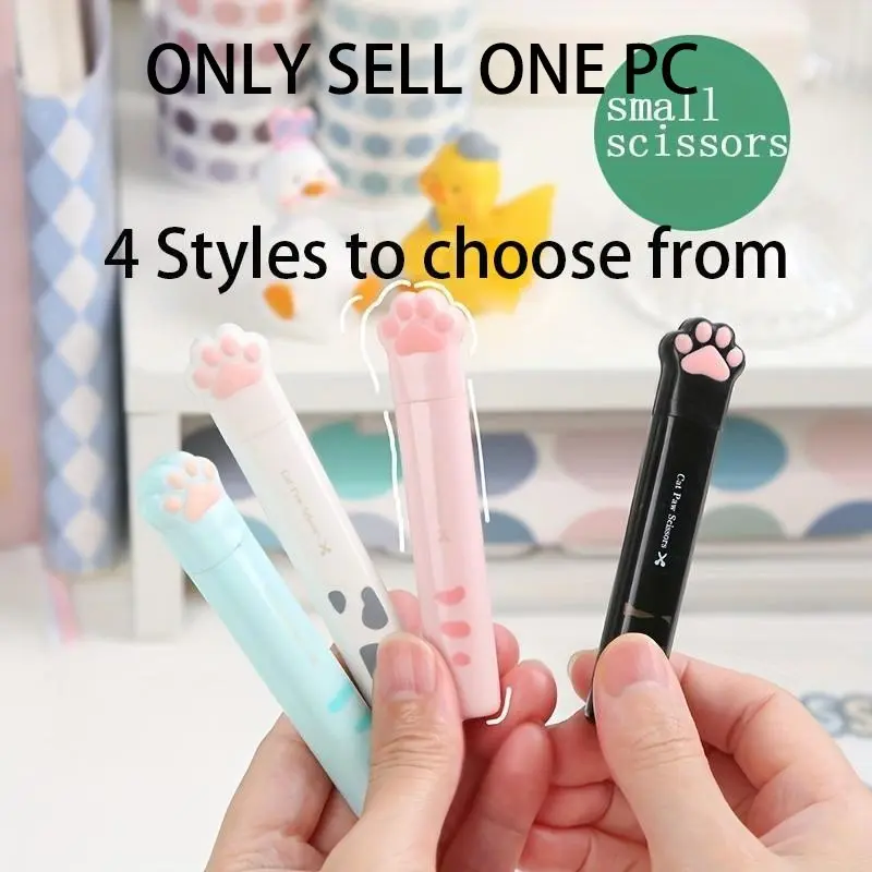 Cute Cat Paw Design Mini Scissors, 1 Count Portable Mini Scissors, DIY Handmade Scissors, Office Cutting Supplies, Office Gadgets for Home School Dormitory, Paper Cutters, Cutting Tool