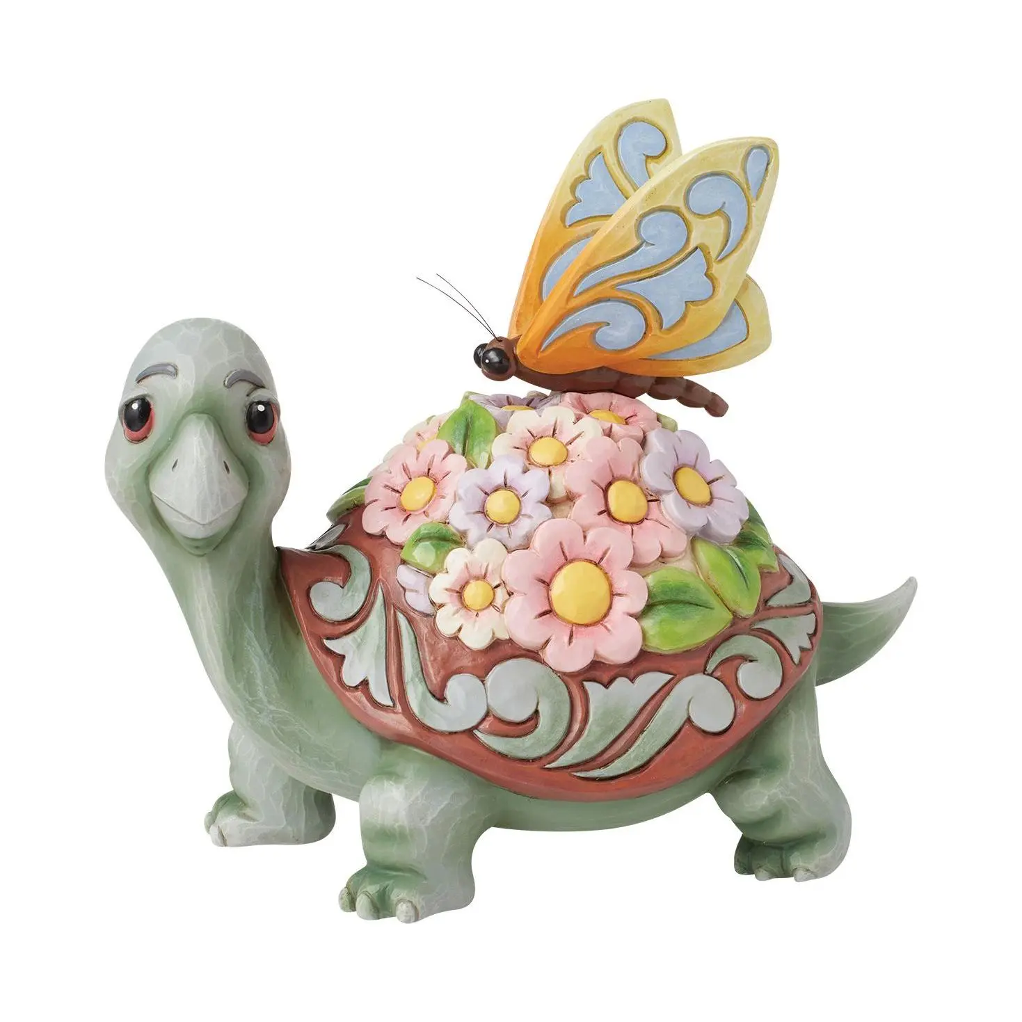 Jim Shore Turtle Flowers and Butterfly Figurine7.3in H