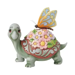 Jim Shore Turtle Flowers and Butterfly Figurine7.3in H