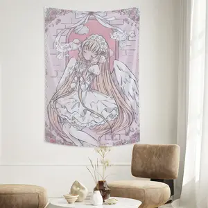 Cute Anime Girl Tapestry Background Cloth Home Decor Kawaii Girl's Room Decorating Items Cartoon Wall Hanging Pink Tapestry
