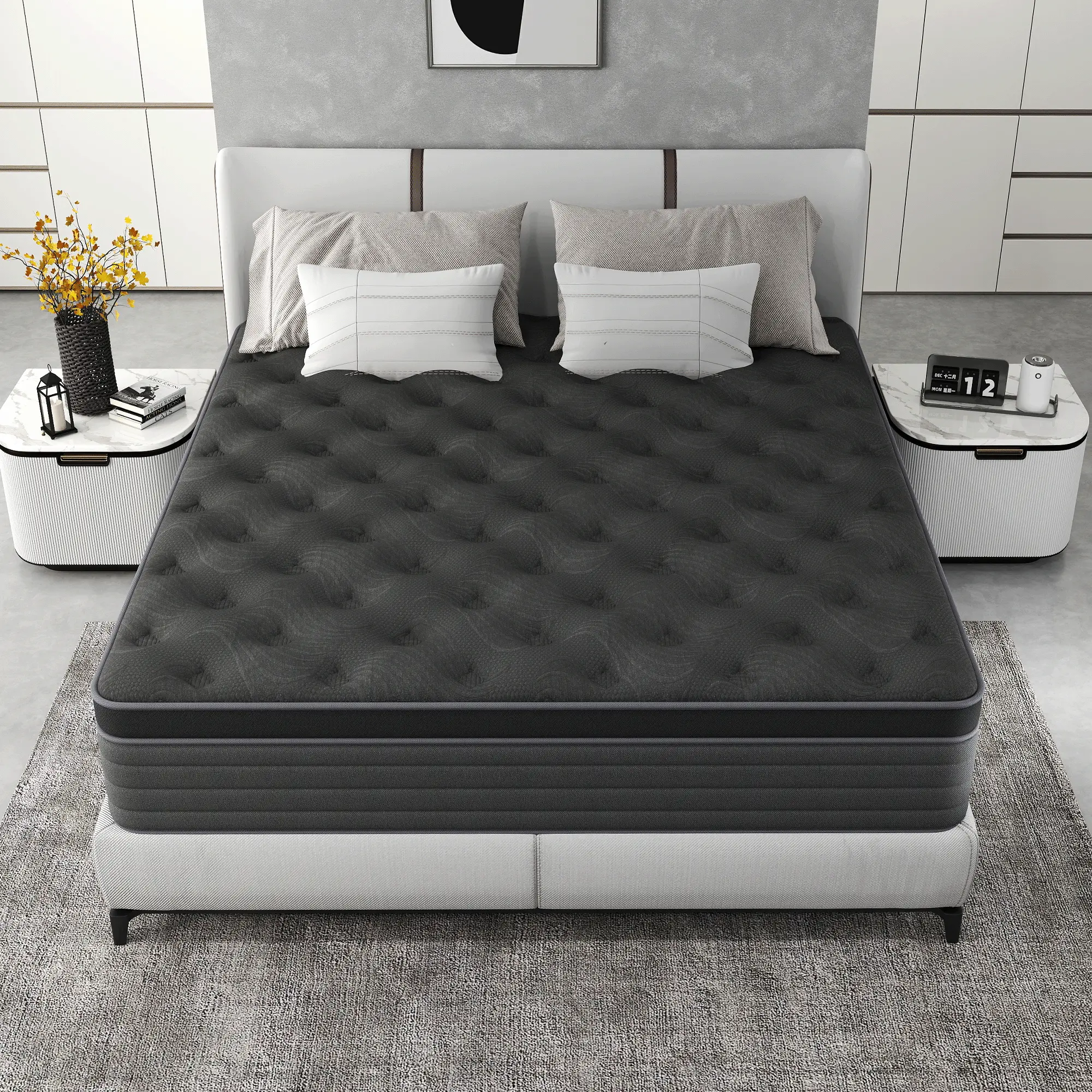 【summergarden】 mattress 12/14-inch Spring Mattress, Memory Foam, Pocketed Coils, Ergonomic Design, Medium Firmness, Offers Comfortable & Supportive Sleep Experience, Ideal for Home & Hotel Use,es, colchones para cama,hibrid  mattress Gel Topper Full