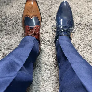 Men’s Wingtip Oxford Dress Shoes – Patent Leather Finish with Brogue Detailing, Stylish & Comfortable for Business & Formal Events