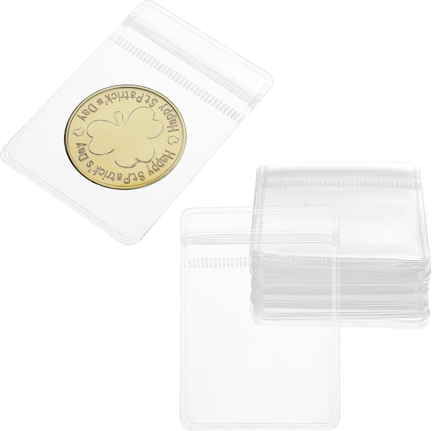 60PCS Coin Sleeves for All Coins, Single Coin Collection Holders Individual Plastic Coins Protectors for Collectors Clear Collection Storage Pocket Small Pouches Supplies