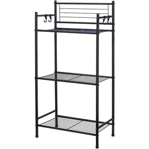 Standing Unit Storage Wire Shelving Multipurpose Rack Organizer with  for Bathroom Laundry Kitchen Office Black