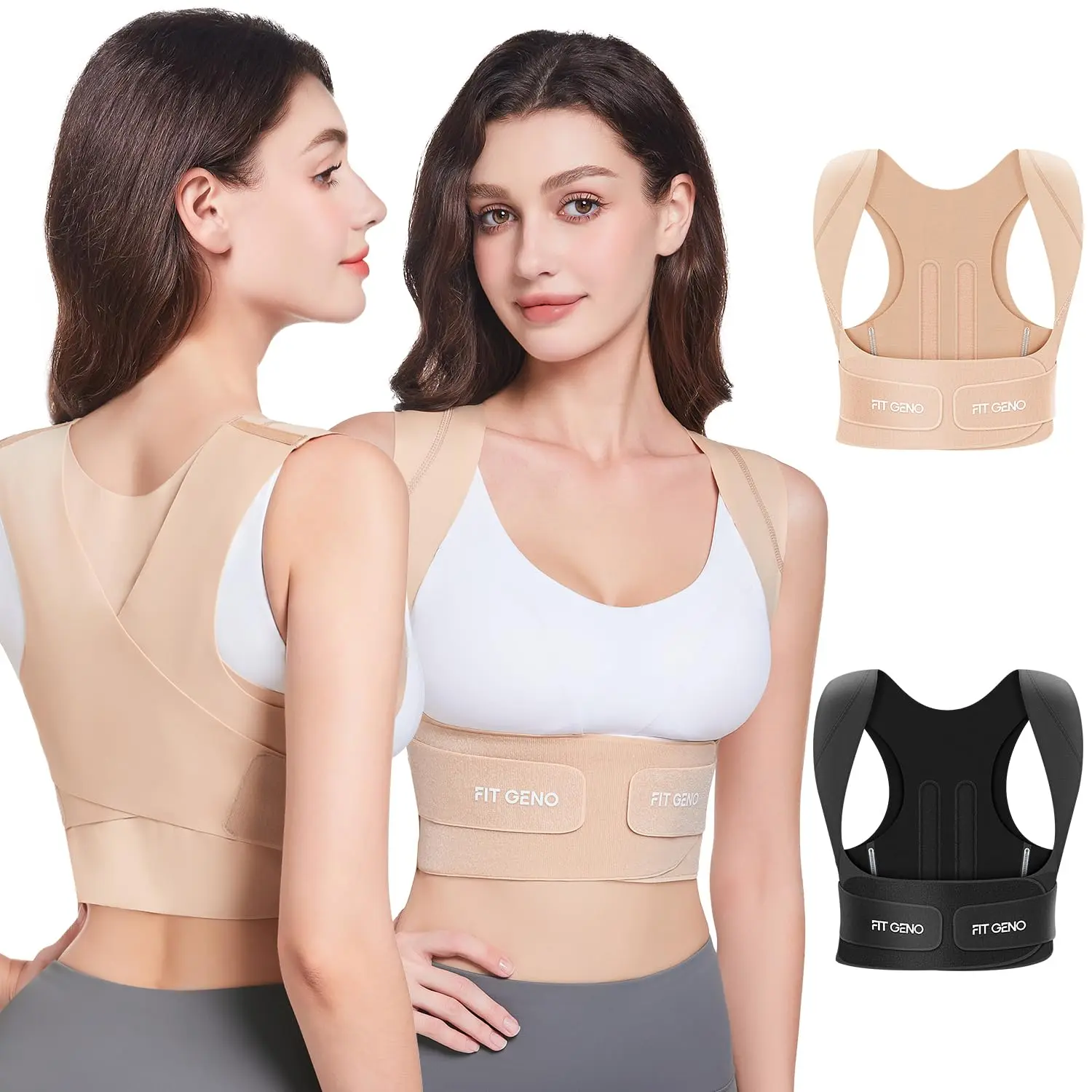 Fit Geno Invisilite Posture Corrector, Lightweight Invisible Back Brace for Medium/Large Women – Improve Posture & Relieve Neck, Shoulder & Upper Back Pain, Wear Under Clothes for Hunchback & Slouching
