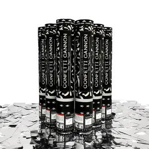 Confetti Sky [6 Pack] 12 Inch Confetti Cannons | Silver Mylar Confetti Poppers for Wedding Celebration, Birthday Party, Christmas Eve and New Year Celebration