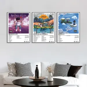 3-piece set of Junior H music album cover posters, Sad Boyz 4 Life/Mi Vida En Un Cigarro 2/MUSICA <3 modern song art, aesthetic home decoration, gift, suitable for living room, bedroom, office, kitchen, bar wall, frameless.