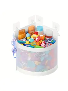 Baby Bath Toy Organizer, Quick Drying and Mould Proof, Corner Hang-Suspension Holder, Large Capacity Multi Use Shower Caddy, Capacity Upgrade Bath Toy Storage and Holder, Bathtub Toy Holder for Easy Access and Sorting of Toys.