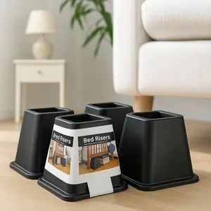 Heavy Duty Adjustable Furniture Risers 4 Pack - Bed Sofa Table Chair Desk Elevators Anti Slip Stackable for Extra Storage Dorm Bedroom