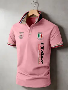1 men's polo shirt, fashionable high-end printing, fashionable collar design, suitable for outdoor travel, business gatherings, home or work, holiday gifts, Father's Day