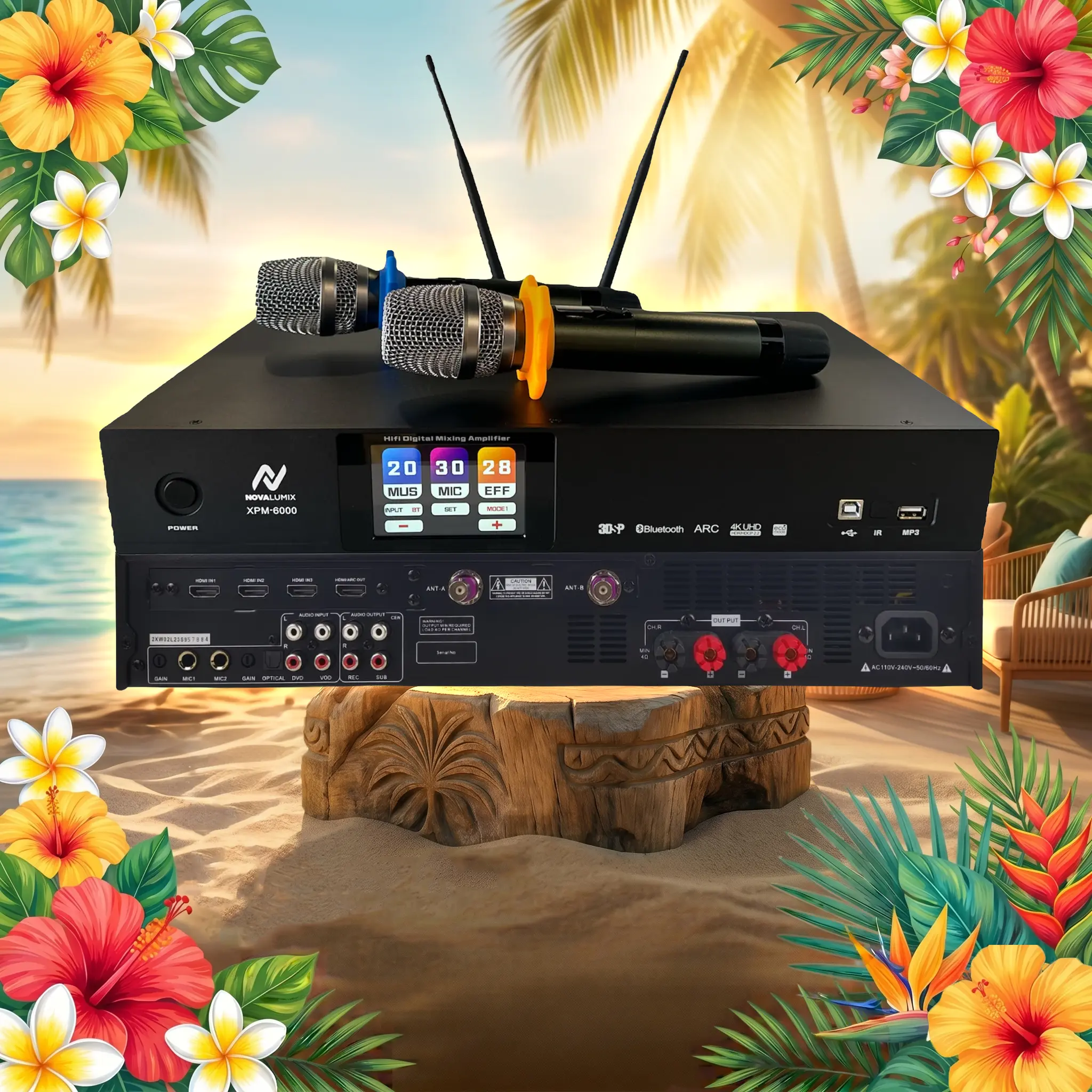 3-in-1 DSP Karaoke Processor w/ Microphones & Power Amp System | NovaLumix | Best in Class