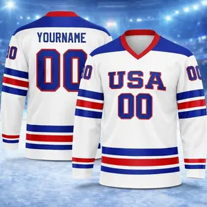 Custom Hockey Jersey Personalized Printed Name & Number Fan Apparel, USA Hockey Uniform for Men, Women, Youth, Kids