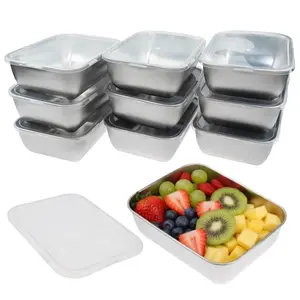 10-Piece 20oz Reusable Stainless Steel Food Container Set - Airtight Leak-Proof Lids, Lightweight, Drop-Resistant, Stackable Snack Container for Kids & Office Meal Prep