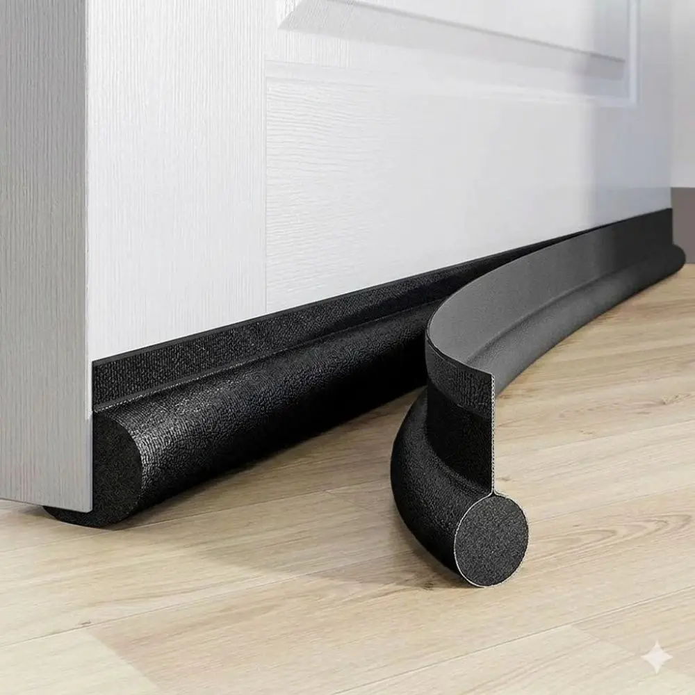 DIY Single-Sided Door Draft Stopper | Weatherproof & Noise Reducing Bottom Seal | Upgraded Dustproof, Soundproof, Anti-Insect Door Sweep | All-Season Durable Leather, Eco-Friendly & Safe Design for Home, Garage Door Seal Bottom, Garage Door Threshold Seal