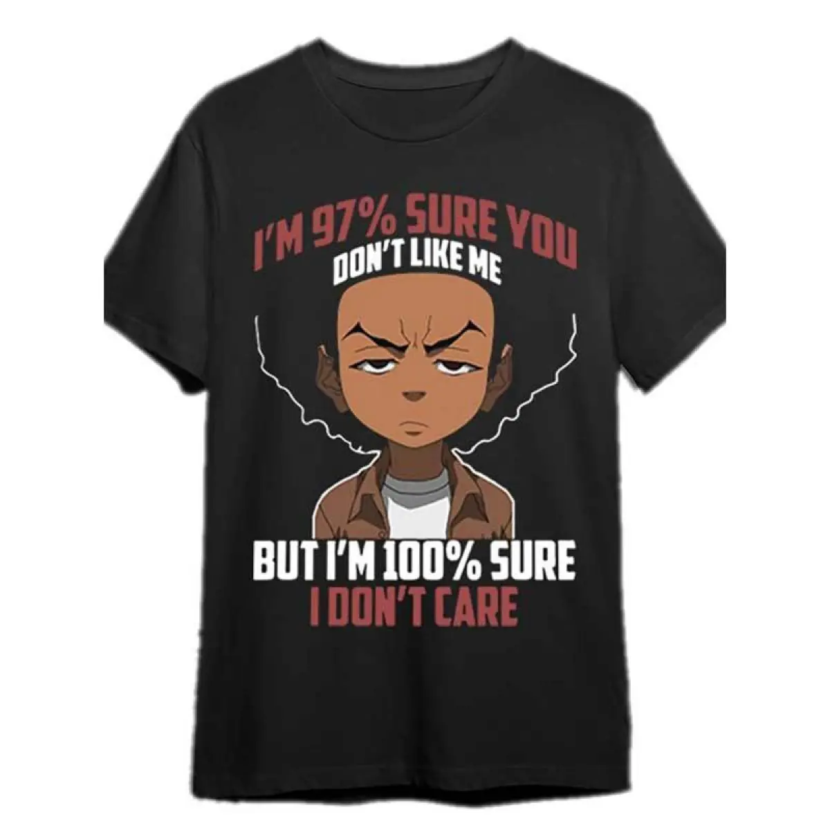 Men's Short-Sleeve Boondocks Print Menswear T-Shirt - Relaxed Fit, Wrinkle-Resistant, Casual Black Top, Ideal Gift for Boondocks Fans