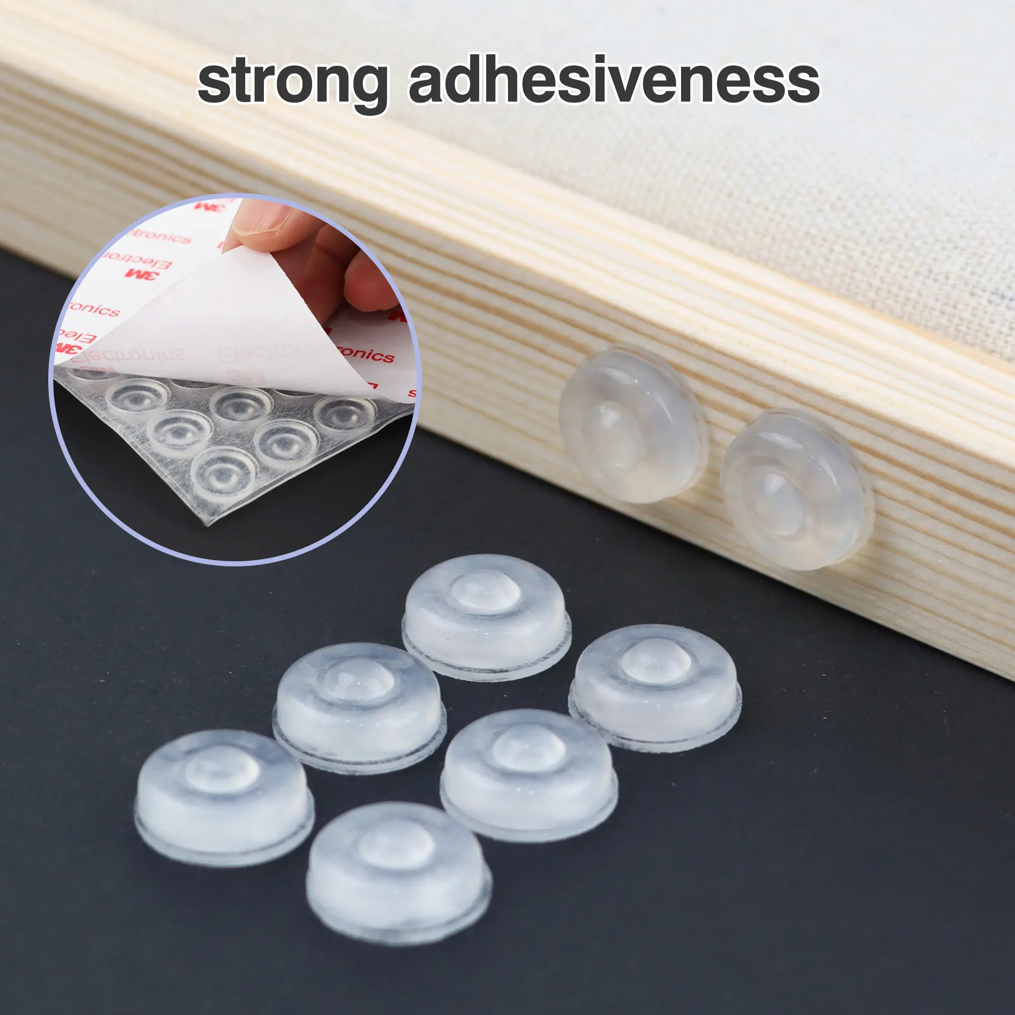 128 Counts Cabinet Door Bumpers, Clear Self Adhesive Cabinet Bumpers Quiet, Sound Dampening Circular Cabinet Bumper Dots, Soft Silicone Bumpers for Drawers, Doors, Table Tops