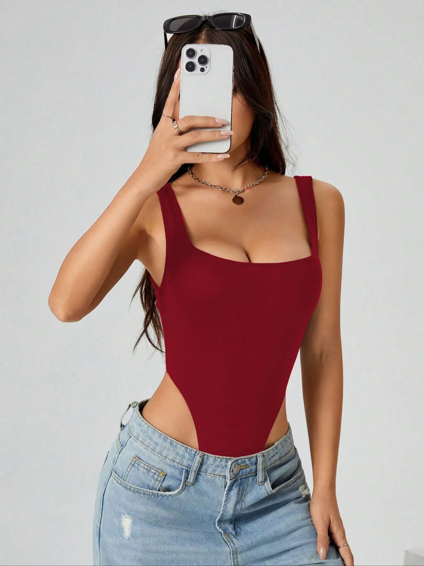 Knitted Bodysuit For Women Fitted Simple Basic Fashion Daily Casual Fabric
