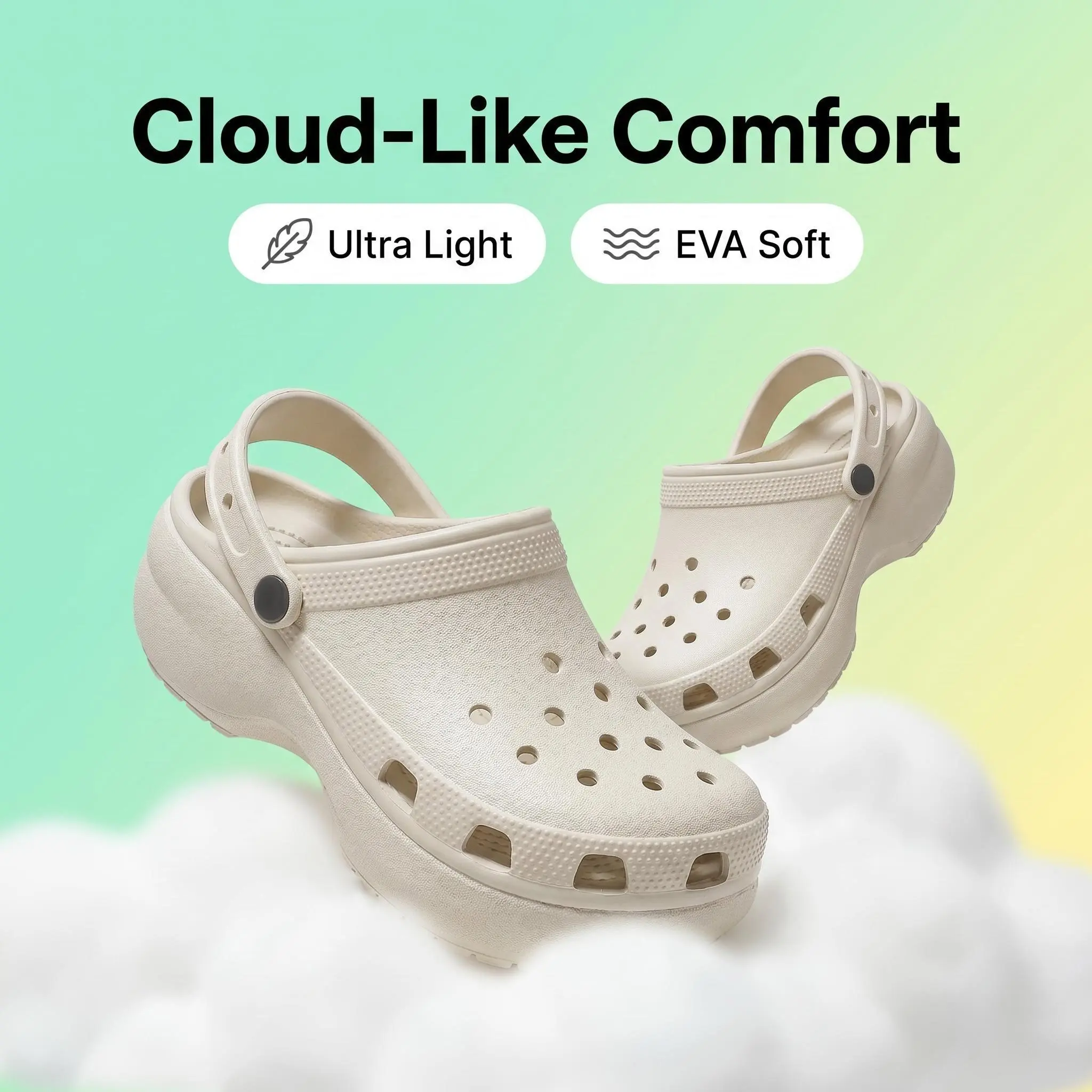 Women’s Thick-Soled Clogs – Lightweight Breathable Slip-On Shoes with Non-Slip Sole, Comfortable Casual Summer Sandals for Walking & Everyday Wear