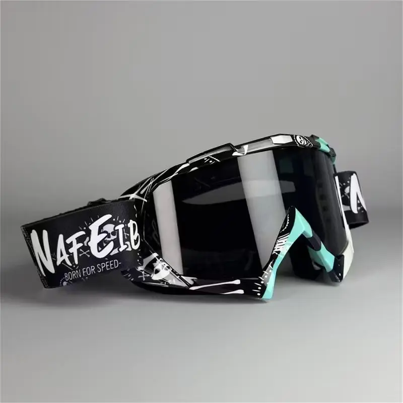 Adjustable Strap Motorcycle Goggles - Motocross Protective Gear with Replaceable Visor Lens, Wide Foam Pads, Anti-Fog Coat, Anti-Slip Silicone, Dual Sport/Supermoto Designs, UV400 Eye Guard, Automotive & Motorcycle Safety Accessories