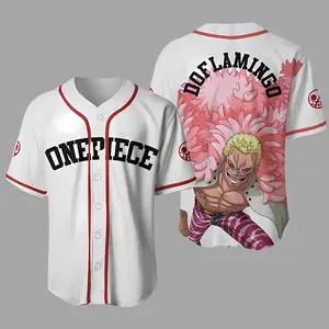 OnePiece Anime jersey, Dofamingo Anime Character White Red Baseball Jersey Shirt, Mâng Baseball Shirt, Baseball Jersey Shirt, Anime Shirt