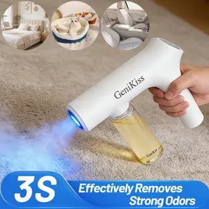 【3S Odor Neutralization】GeniKiss Nano Blue Light Deodorizer, indoor odor removal, pet deodorant. Bio-enzymes break down urine, disinfect and deodorize, Plant-extracted, safe and non-toxic for pets, Floral scent Air Freshener Spray