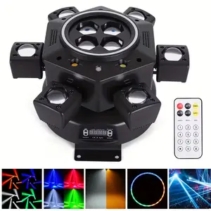 150W 6-Arm Moving Head DJ Light - RGBW Stage Light with DMX-512, Sound Active for Father’s Day, Parties, Weddings