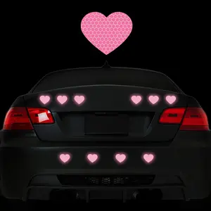 Heart Shaped Reflective Sticker, 10pcs/set Car Bumper Window Sticker, Universal Car Sticker, Night Visibility Safety Warning Sticker, Car Decoration Accessories for Car, Truck, Motorcycle, Laptop, Wall, Sticker For Cars