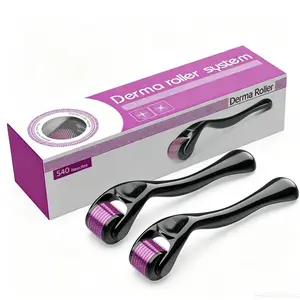 2PCS (Purple roller)Derma Roller 0.5MM Microneedling Roller for Women and Men 540 Titanium Derma Roller for Hair and Beard Microneedle Roller Dermaroller