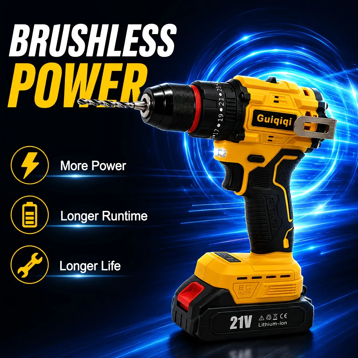 Cordless Impact Drill Set, 21V Electric Drill Kit, 80Nm Power, 2-Speed, Keyless Chuck, LED Light, With 1/2 Battery & Charger Included, Many Accessories, Ideal For Home Repair