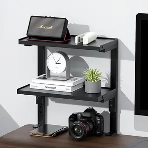 2-Tier Desk Shelf, Expandable Under Desk Storage, Clamp  Desk Shelf, Desktop Accessories for Offices, Study Rooms, and  Rooms (Black)