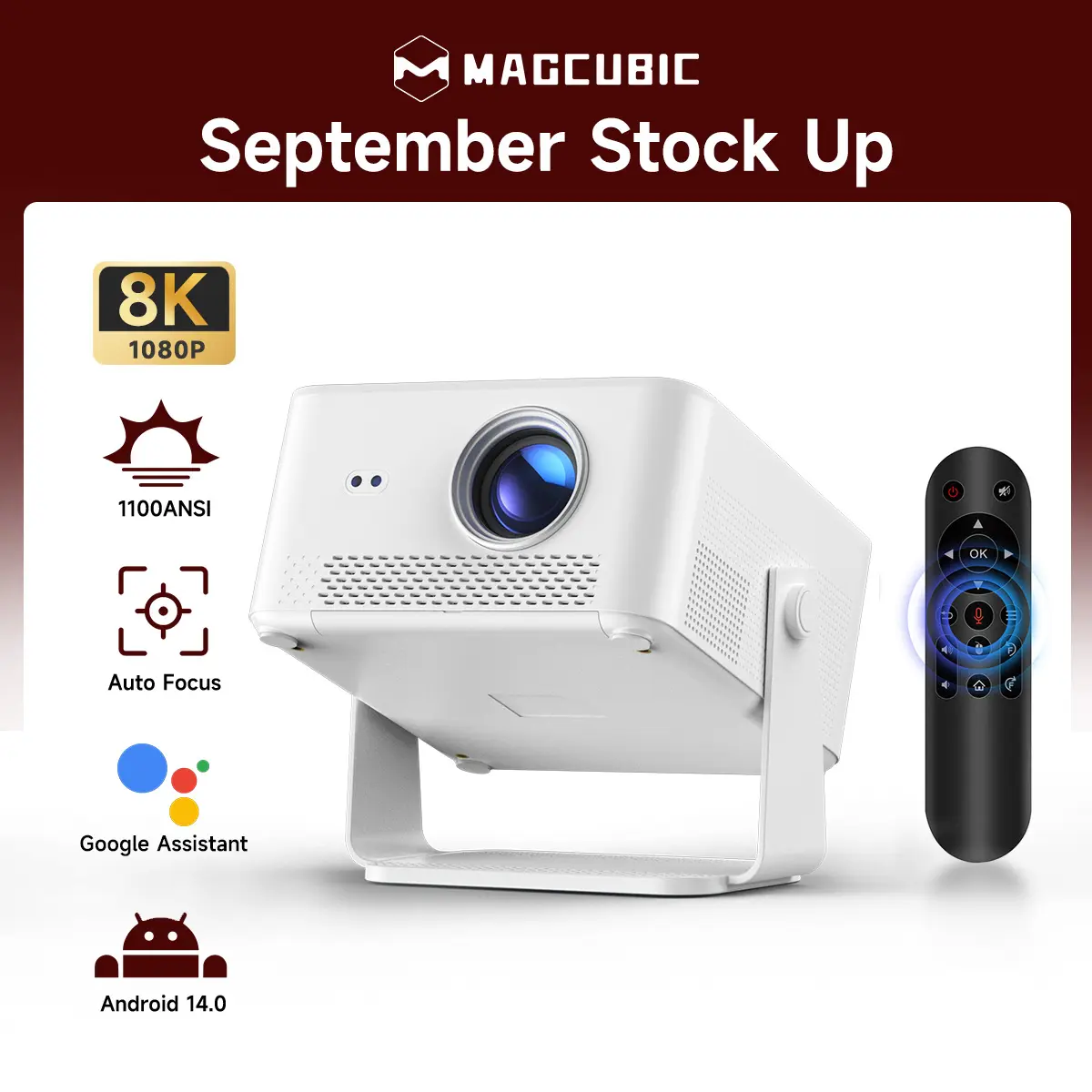 Magcubic HY450Max Projector 1100ANSI 8K Decode Auto Focus 12W Speaker HDR10+ Android 14.0 Dual WiFi6 BT5.4 Fully Automatic Keystone 1.0:1 Throw Ratio Screen Recognize & Automatic Obstacle Avoidance Home Cinema, Movie, Audio #tiktokshopstockup