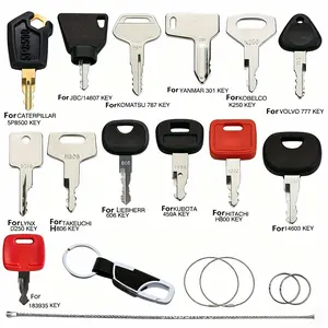 13PCS Heavy Equipment Keys Master Set, Replacement Construction Ignition Keys forCATERPILLAR 5P8500, JBC/14607, KOMATSU 787, YANMAR 301, KOBELCO K250, VOLVO 777, LYNX D250, TAKEUCHI H806, LIEBHERR 606, KUBOTA 459A, HITACHI H800, 14603, 183935