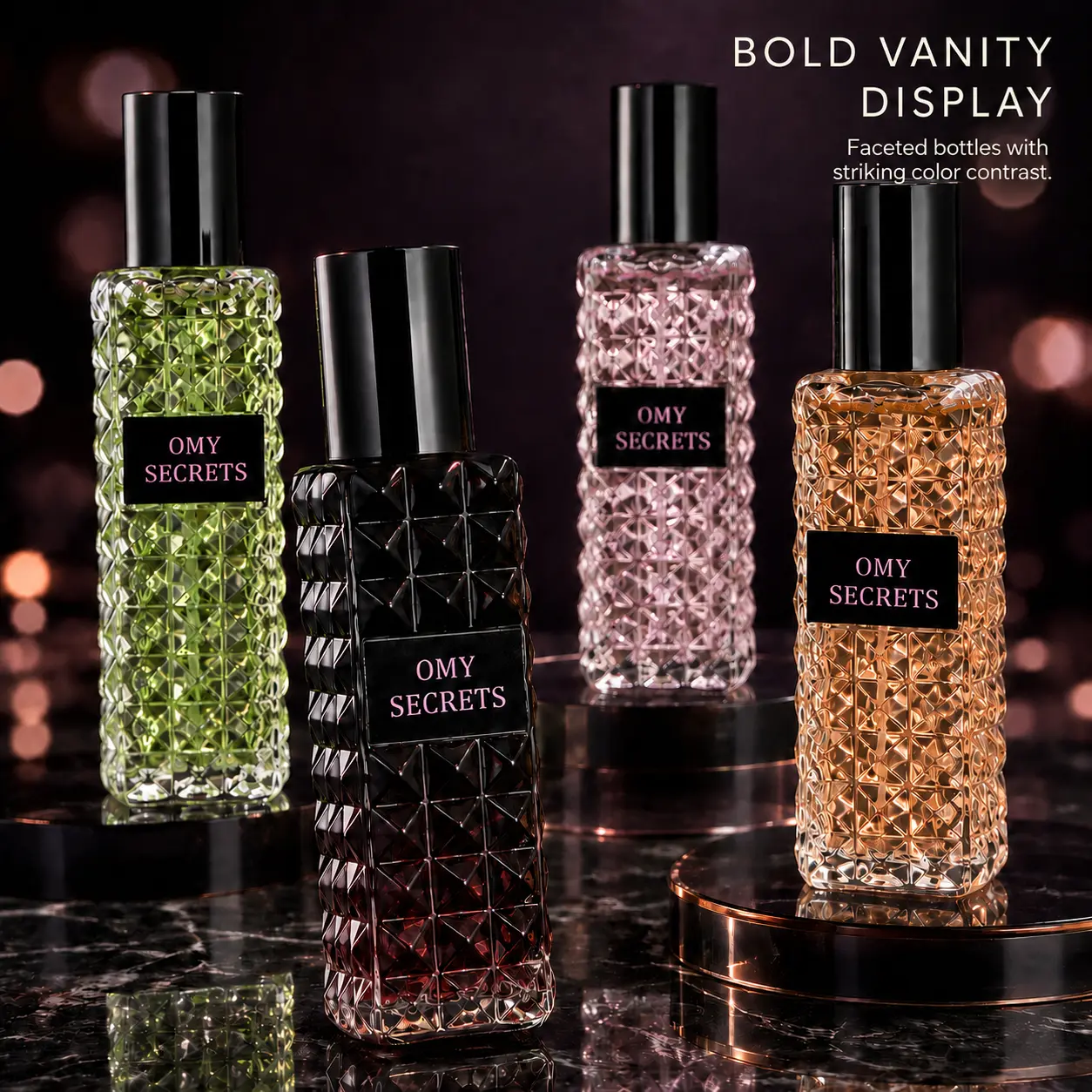 Women's Perfume with Faceted Bottle Design and Glossy Black Cap for Daily Wear, Work, Date Nights and Evening Use