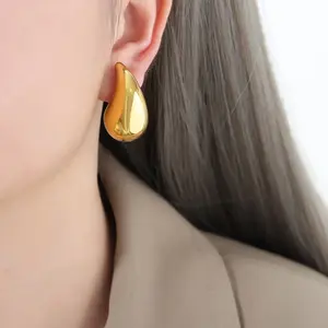 Hypoallergenic 18K Gold Plated Water resistant Drop Earrings - Stainless Steel