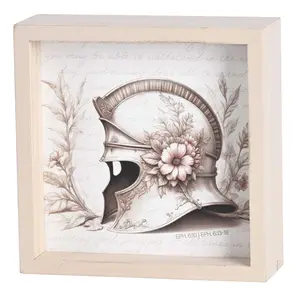 360 Stand Dicksons TTP6-11 Wooden Square Photo Frame, 6x6 Tabletop 2-Sided Interchangeable Art - Armor Of God, Floral Design - for Room Decor Home Supplies