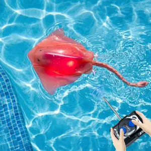 Remote Control Stingray Toy for Pool, Realistic RC Fish with Light, Waterproof Swimming Robot Toy, 2.4GHz Remote Control Marine Animal for Kids, Pool & Bathtub Play