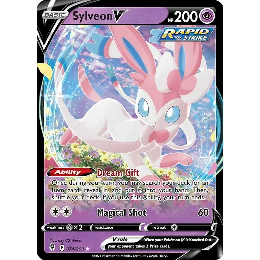 Pokémon SWSH07 Evolving Skies Sylveon V Non-Sports Trading Card, Single Card 074/203