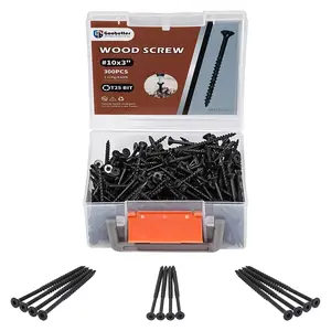 300PCS Black Carbon Steel #10 x 3 in Deck Screws, Torx T25 Head, Rust-Resistant Epoxy Coated, Self-Tapping, No Pre-Drilling Required, T25 Bit Included