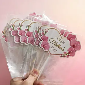 Mother's Day Flower Toppers, 12pcs Featherless Paper Floral Decorations, Heart & Rose Design, Ideal for Mini Bouquets, No Power Required