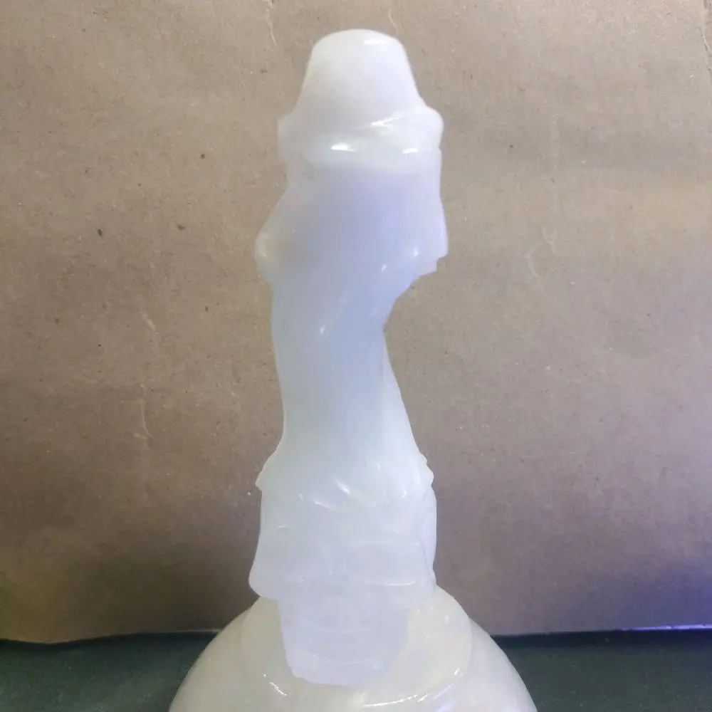 Natural Quartz Crystal Headless Goddess on Skull Ornament, Feng Shui Home Decor for Halloween, Metaphysical Use with Calming & Soothing Properties, Enhances Spiritual Growth, Promotes Compassion, Aids Inner Peace