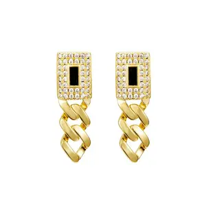 Mother's Day gift Unisex 4mm Cuban Link lcedOut CZ Earrings Stainless Steel Miami EarromgHip Hop Jewelry Stainless Steel Jewelry Hip Hop Rap Punk Style Titanium Steel Fashion Accessories Birthday Party Daily Decoration Fashion Women Valentine's Day Gift