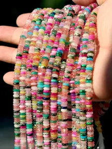 Multicolor Natural Gemstone Crystal Loose Beads, Gemstones And Crystals, 6x2mm Jewelry Making Supplies, DIY Boho Style Charm Necklace Bracelet, 160-170 Pcs One Strand