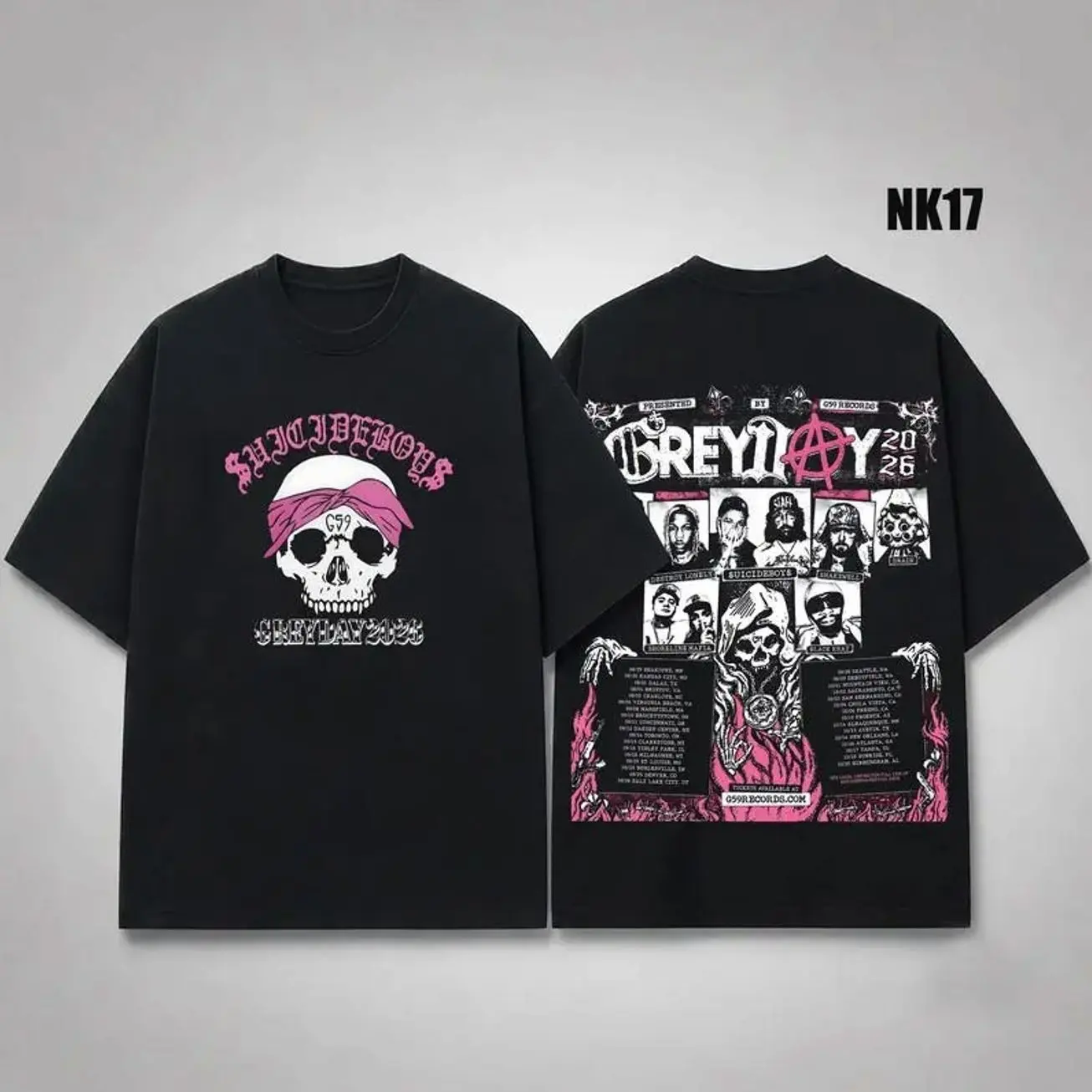 Grey Day Tour 2026 V4 T-Shirt, Underground Rap G59 Aesthetic Dark Streetwear Style Graphic Tee, Unisex Concert Outfit for Music Fans Festival Lovers, Cotton Summer Casual Shirt YE2 AS5