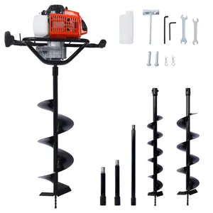 63cc Gas Post Hole Digger, 2.7 HP EPA-Certified Auger Kits with 4"+6"+8" Bits, Extension Rod, Easy Start System, Finger Throttle Control