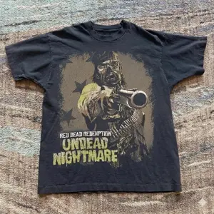 Gildan Men's Black T-shirt, VTP Dead Redemption Undead Nightmare black t-shirt, Red Dead Redemption Undead Nightmare Shirt, Zombie Cowboy Graphic Tee, Vintage Horror Gaming T Shirt, Western Gamer Tee, Unisex Gift