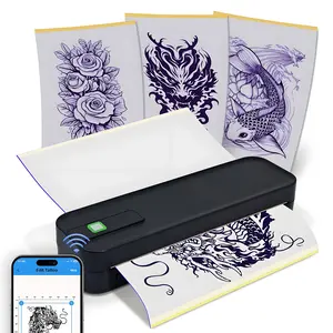 Portable Thermal Wireless Tattoo Printer, Inkless Mobile Printer, Supports 8.5-11 Inch Paper, Compatible with Laptops & Smartphones, Includes 30 Tattoo Sheets