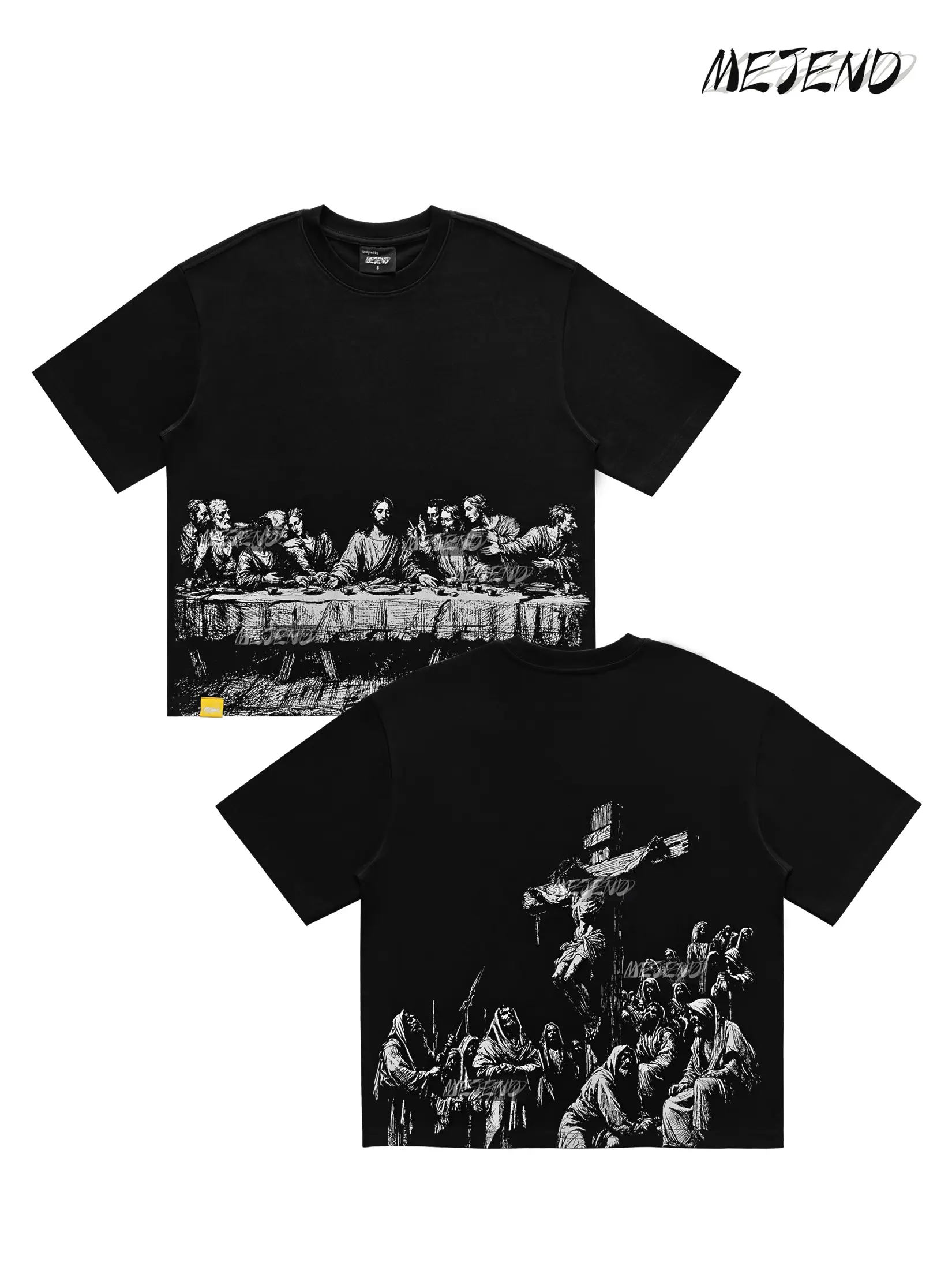 12oz Heavyweight Cropped Tee, Jesus Print Oversized Tee, Streetwear T-Shirt, Gothic Art Heavy Cotton Shirt
