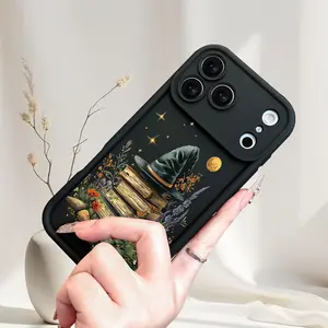 A Phone Case with a Dark Green Wizard Hat Pattern on Top of Old Books, TPU Shockproof Full Protection Case, Suitable for iPhone 17/16/15/14/13/12/11 PRO MAX PLUS AIR E XS and PROMAX MINI, Ideal Gift for Friends and Family, T1838