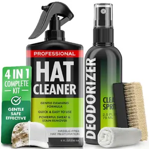 Professional 4-in-1 Hat Cleaning Kit - Gentle Formula for Baseball Caps, Fitted Cowboy & Felt Hats - Safe for All Hat Types - Ideal Gift